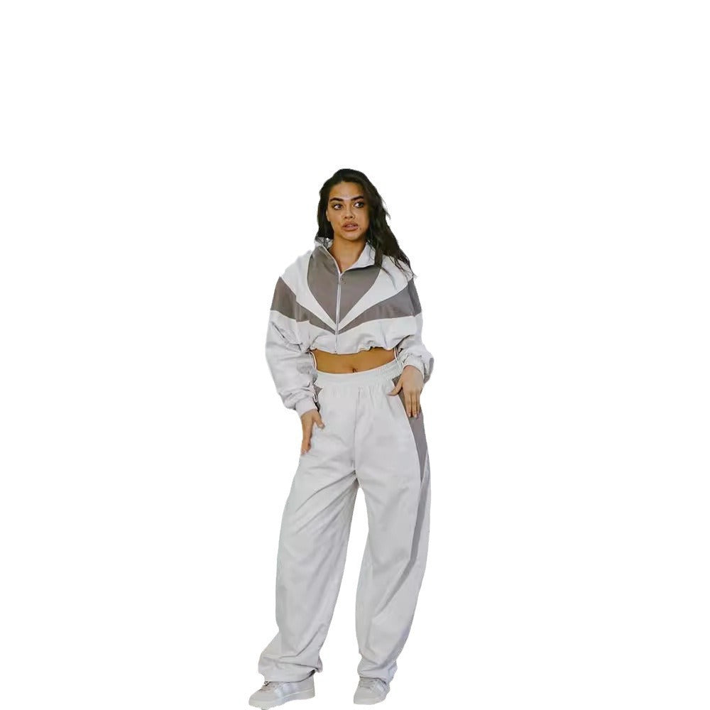 Damen Sportliche Freizeitjacke und weite Hose Set Sovae