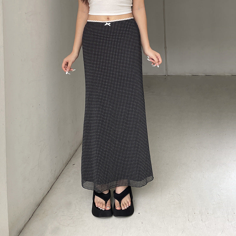 Damen Langer Rock mit stilvollem Punktedesign Sovae