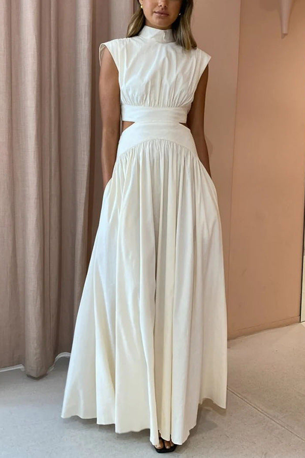 Damen Maxikleid mit hohem Kragen und taillierter Silhouette Sovae