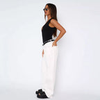 Damen Weitgeschnittene Denim-Hose mit hoher Taille und lässigem Look Sovae