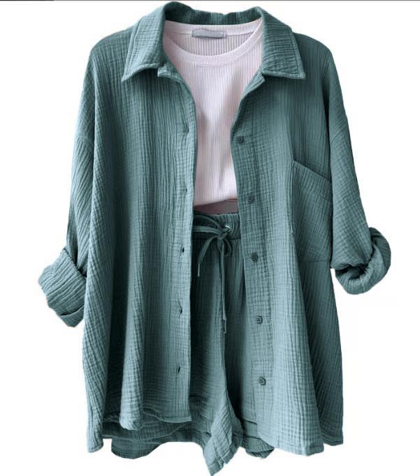 Damen lässiges Oversize-Hemd mit kurzem Schnitt und praktischen Taschen Sovae