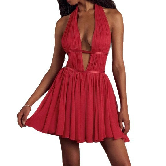 Damen Spielend schönes Minikleid mit tiefem V-Ausschnitt und raffinierten Rüschendetails Sovae