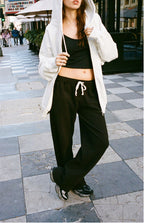 Damen gemütliche Jogginghose und Oversized-Hoodie Sovae