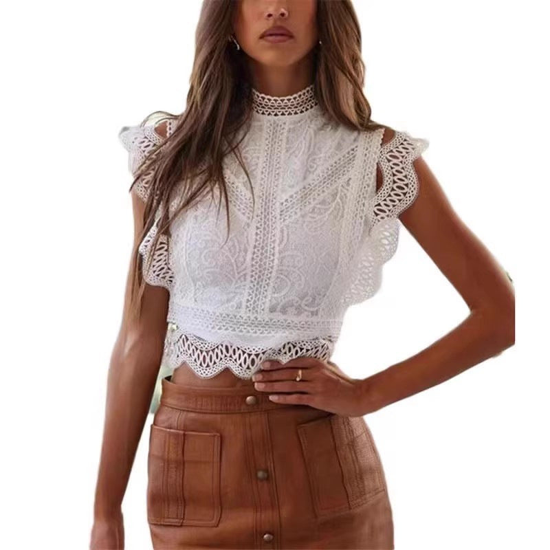 Damen Elegante Bluse mit Spitzenakzenten Sovae