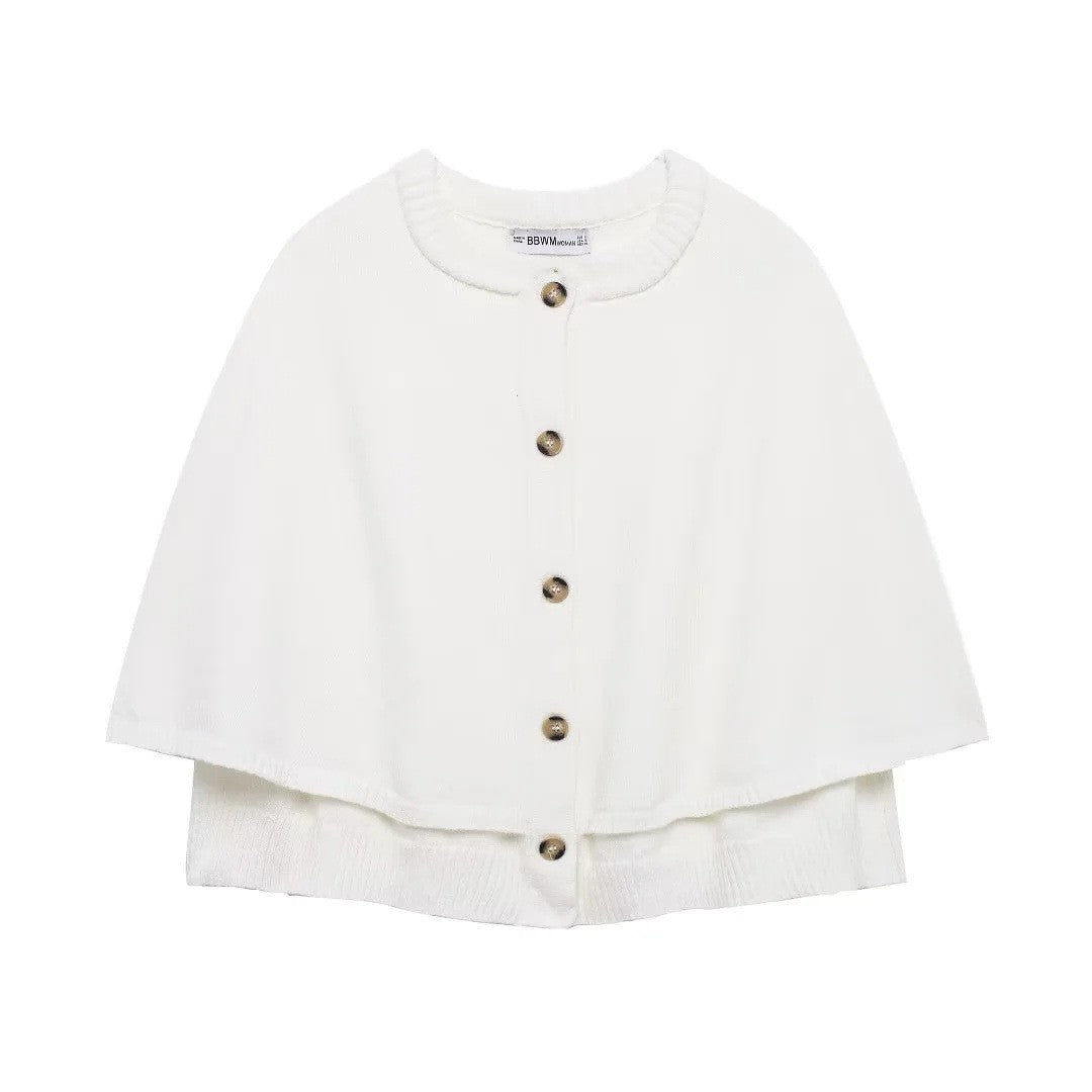 Damen Strickponcho mit Knopfdetail Sovae