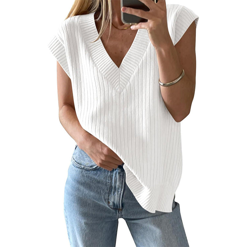 Damen Stricktop mit V-Ausschnitt und legerem Schnitt Sovae