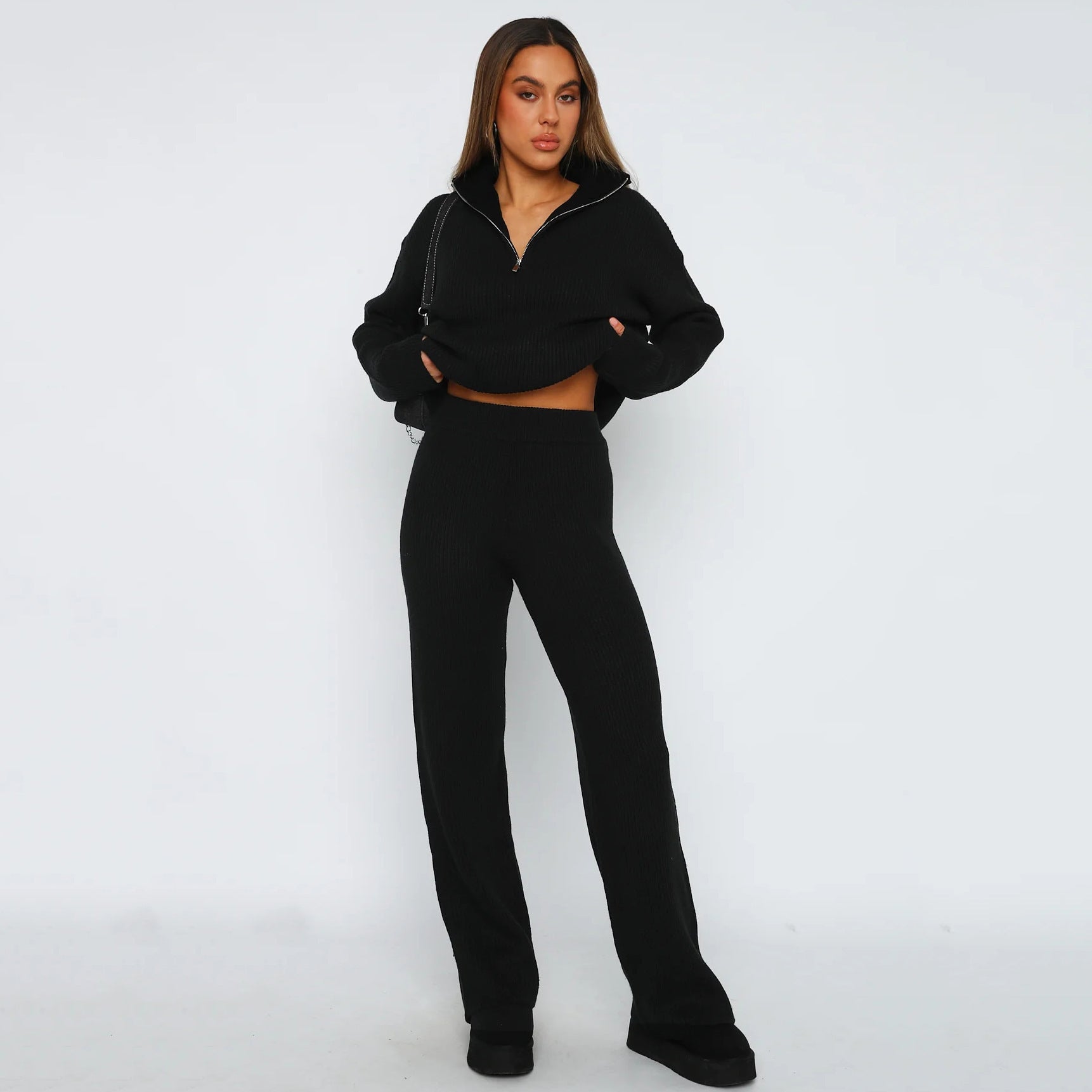 Damen Relaxed-Fit Pullover mit hohem Kragen Sovae