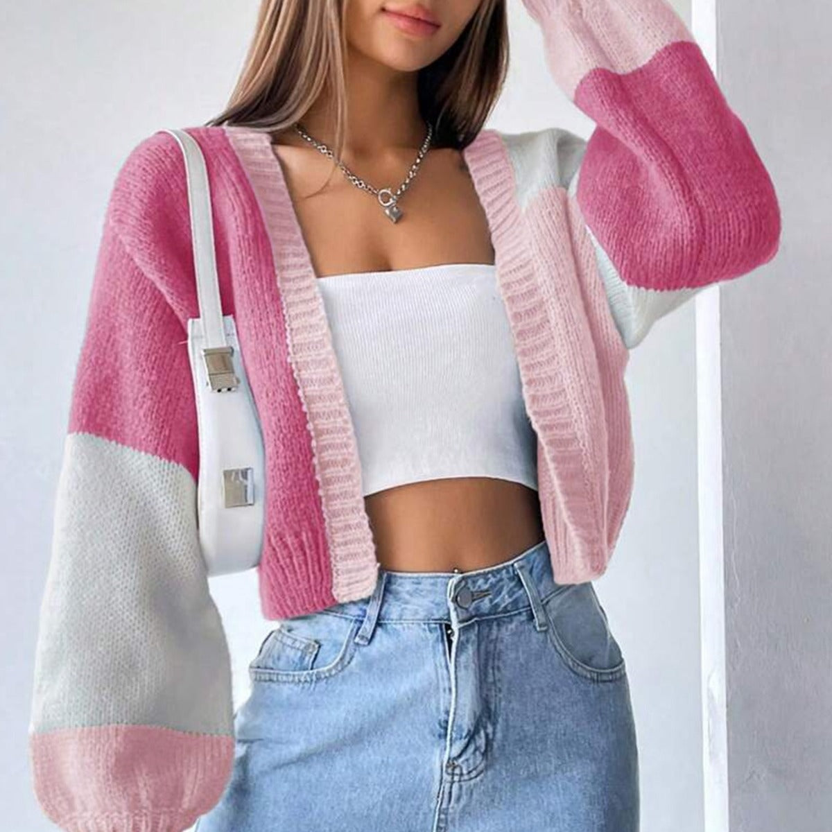 Damen lässiger Cardigan im modernen Farbblockdesign Sovae