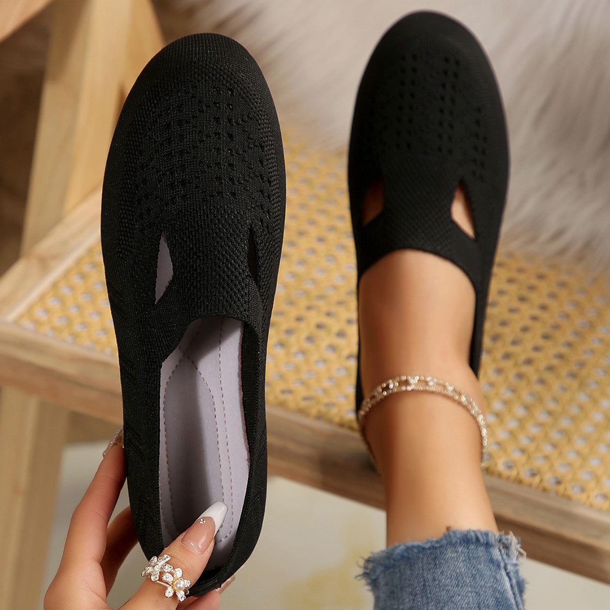 Damen Atmungsaktive Slip-On Ballerinas Sovae