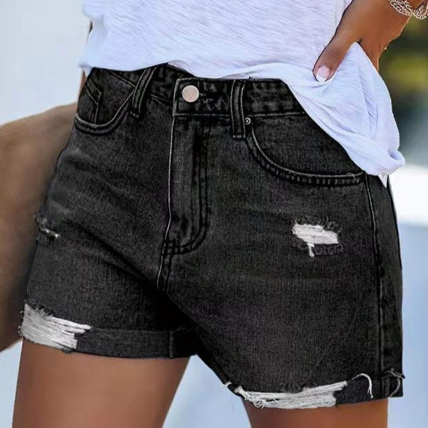 Damen High-Waist Denim-Shorts Sovae