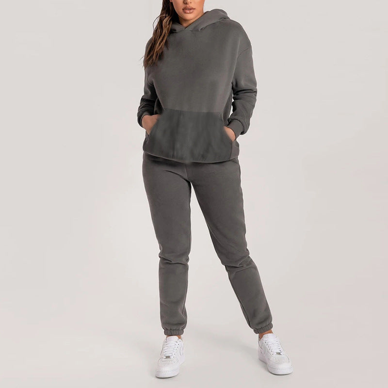 Damen gemütliches Fleece-Hoodie- und Jogginghosen-Set Sovae