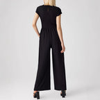 Damenlässiger Jumpsuit mit hohem Taillenschnitt und weitem Bein Sovae