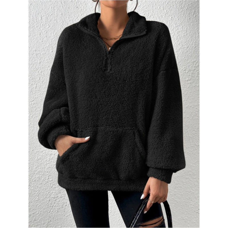 Damen Fleece-Pullover mit hohem Kragen Sovae