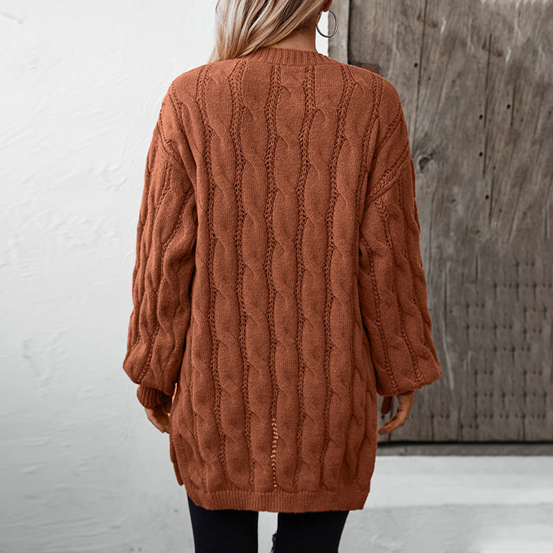 Damen Strickjacke mit einem stilvollen Flechtmuster Sovae