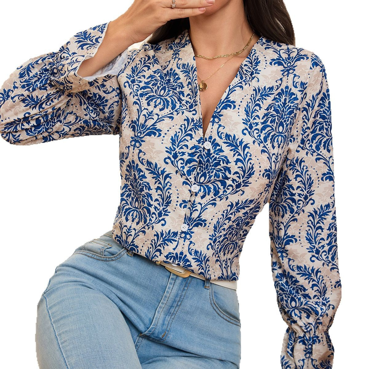 Damen Bluse mit floralen Akzenten Sovae