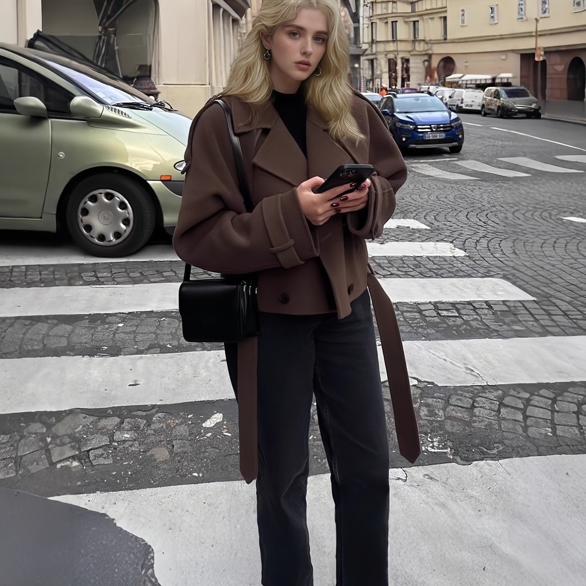 Damen lässige Oversized-Wolljacke Sovae