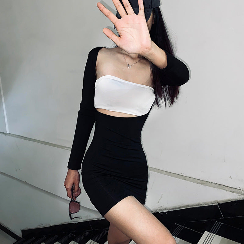 Damen figurbetontes Langarmkleid mit elegantem Schnitt Sovae