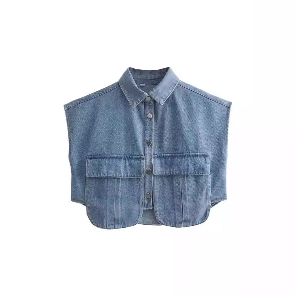 Damen ärmellose Utility-Bluse mit Taschen Sovae