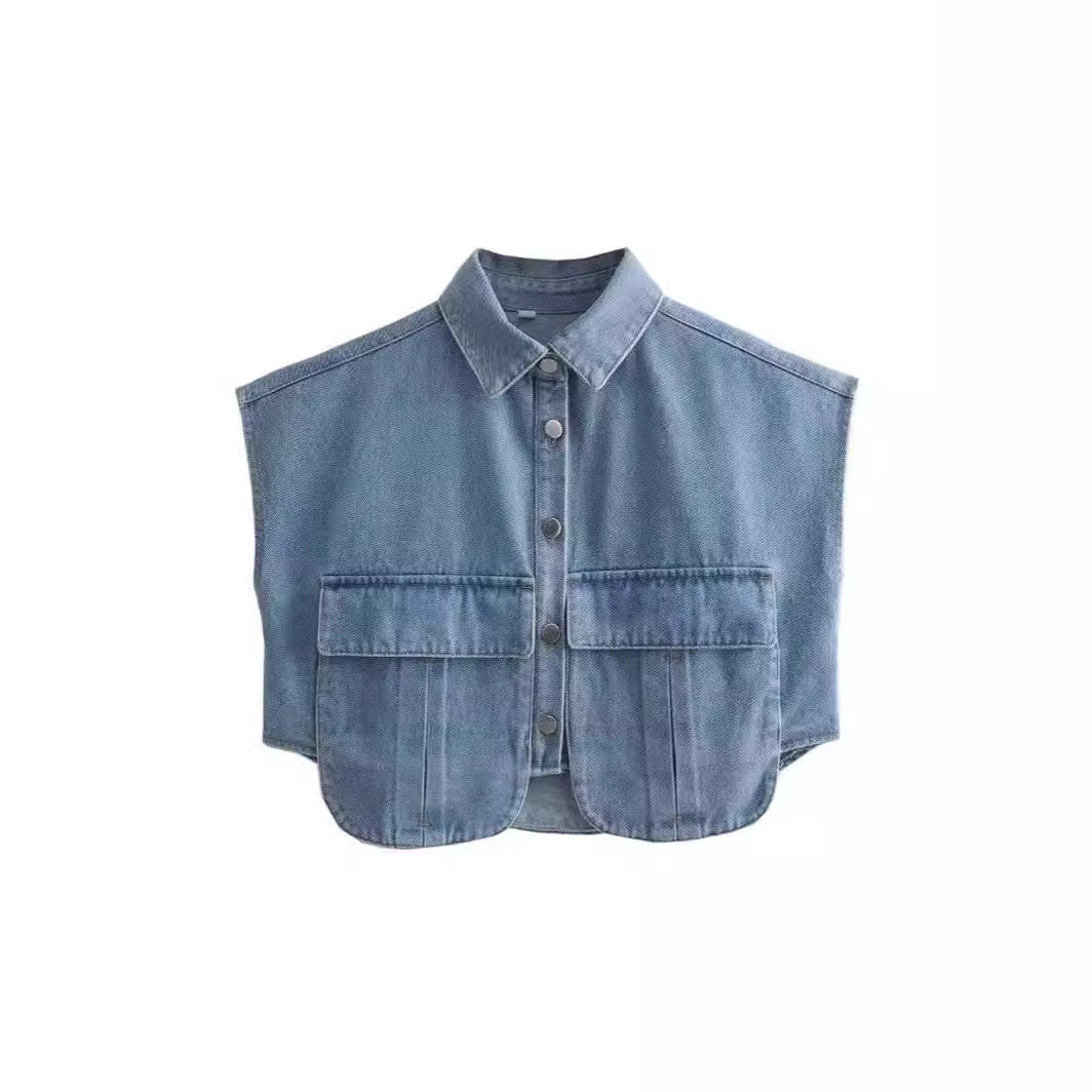 Damen ärmellose Utility-Bluse mit Taschen Sovae