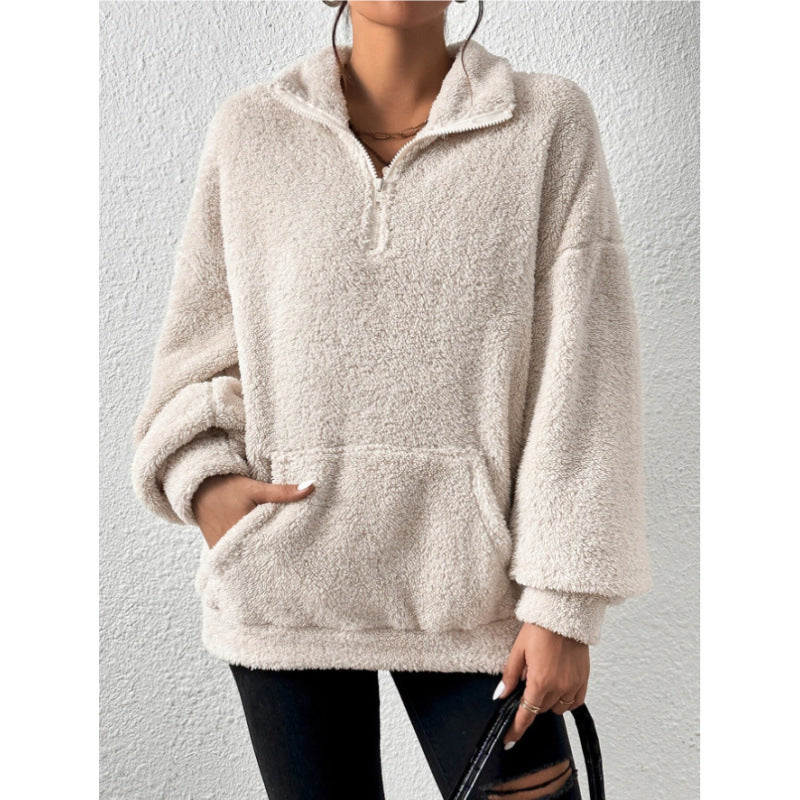 Damen Fleece-Pullover mit hohem Kragen Sovae