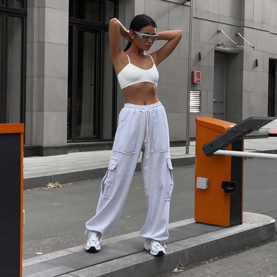 Damen Cargo-Hose mit weitem Schnitt und elastischem Bund Sovae