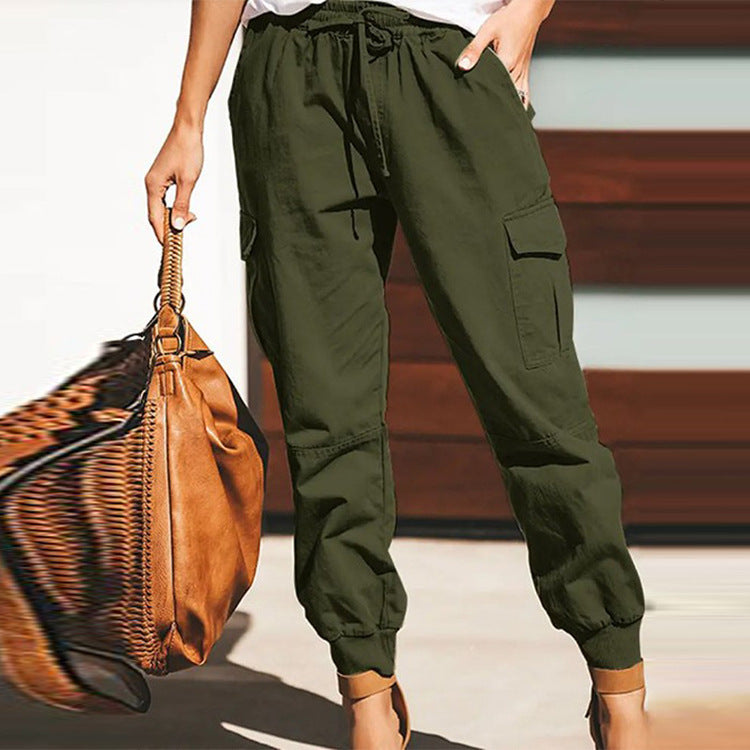 Damen Cargo-Hose mit elastischem Bund und praktischen Taschen Sovae