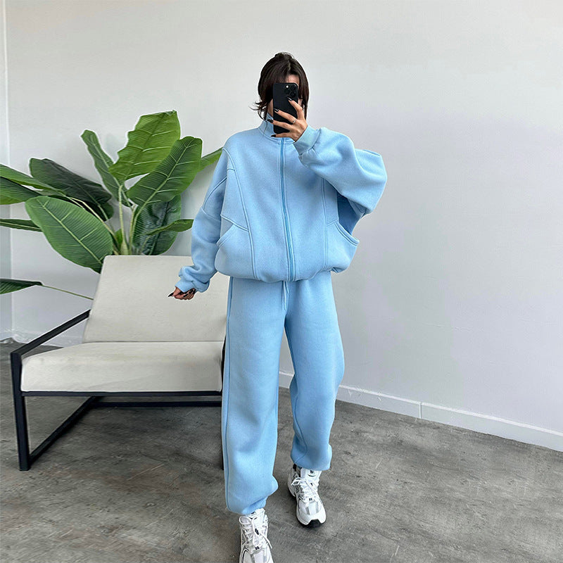 Damen lässiger Zweiteiler mit oversized Hoodie und Jogginghose Sovae
