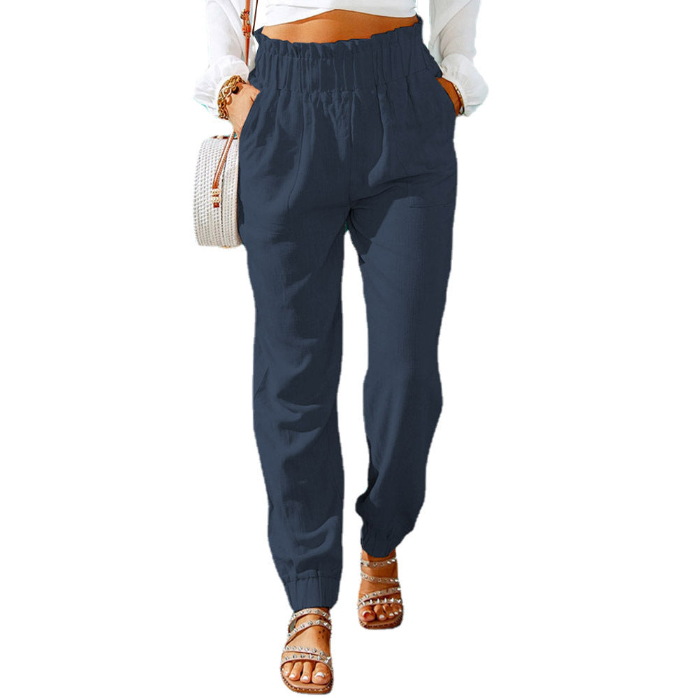 Damen Bequeme und elegante Sommerhose mit elastischem Bund und praktischen Taschen Sovae