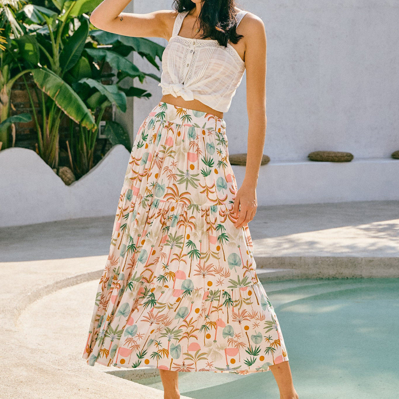 Damen Boho Maxi-Rock mit voluminösem Schnitt Sovae