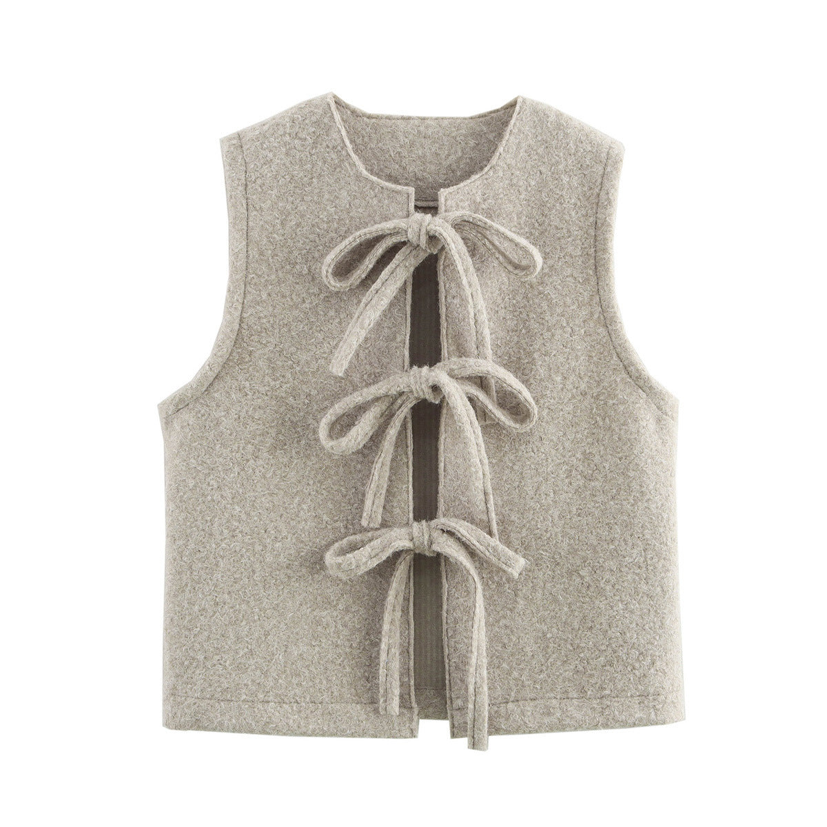 Damen elegante Strickweste mit dekorativen Schleifen Sovae