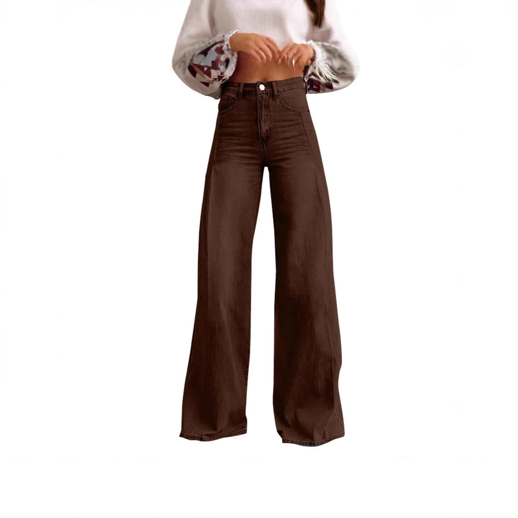 Damen Weit geschnittene High-Waist Jeans Sovae