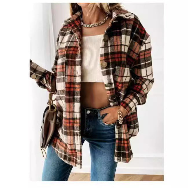Damen Karierte Overshirt Sovae