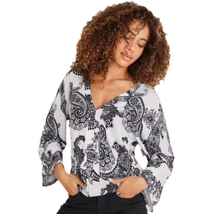 Damen lässige Bluse mit elegantem Paisleymuster Sovae