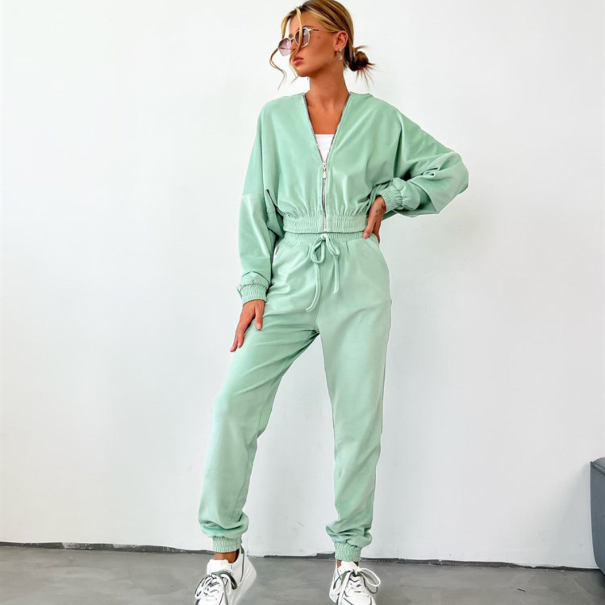 Damen Sportliches Fleece-Kapuzen-Lounge-Set Sovae