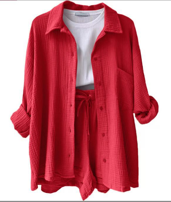 Damen lässiges Oversize-Hemd mit kurzem Schnitt und praktischen Taschen Sovae