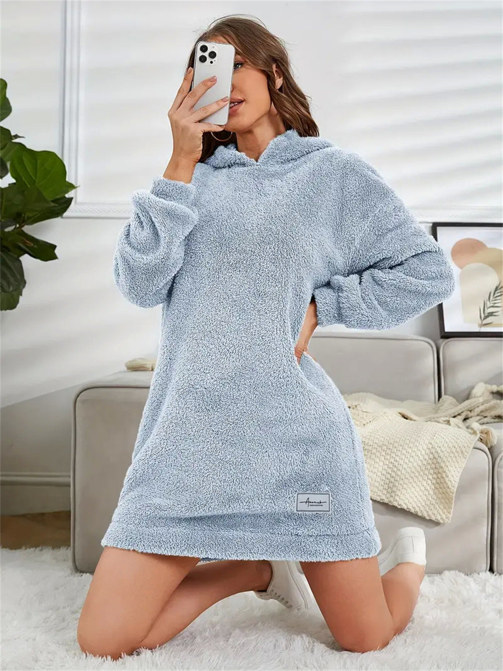 Damen Kuscheliges Hoodie-Kleid Sovae