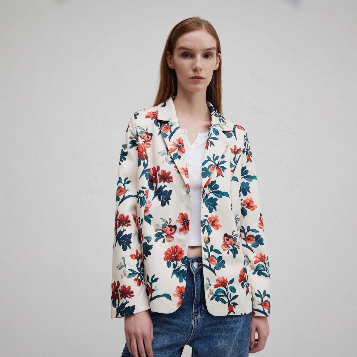 Damen Blazer mit floralem Muster Sovae