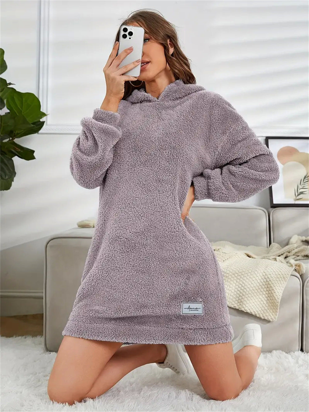 Damen Kuscheliges Hoodie-Kleid Sovae