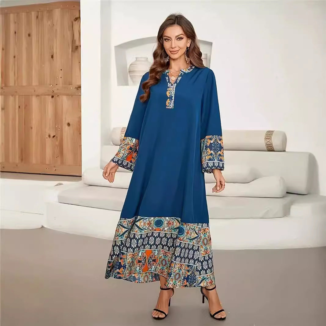Damen boho-inspiriertes Maxidress mit bunten Paneelen Sovae