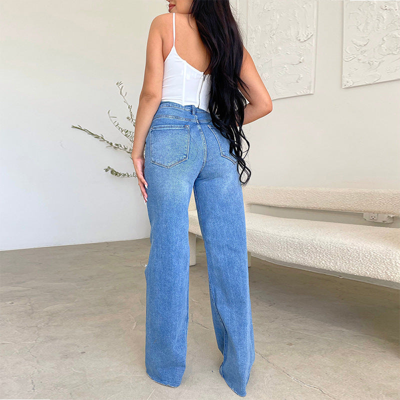 Damen Trendige Bootcut Jeans Sovae