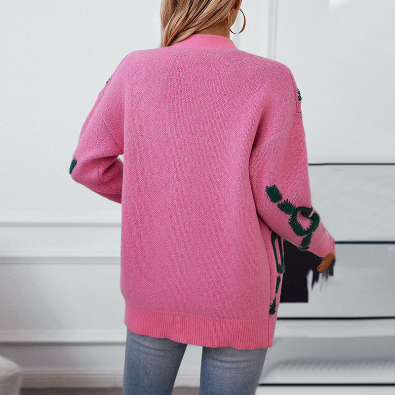 Damen oversized Strickjacke mit auffälligem Design und Knöpfen Sovae