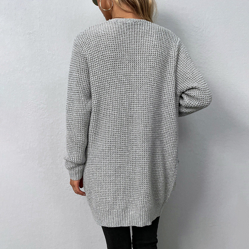 Damen lässige Strickjacke mit tiefen Taschen und offenem Schnitt Sovae