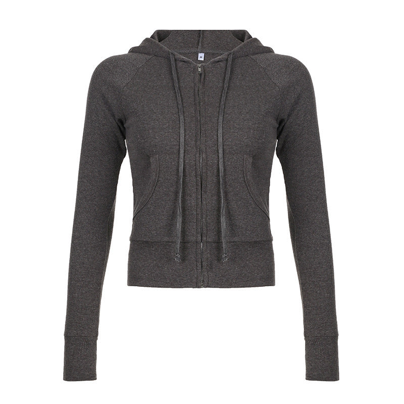 Damen lässige Kapuzenjacke mit kurzem Schnitt Sovae