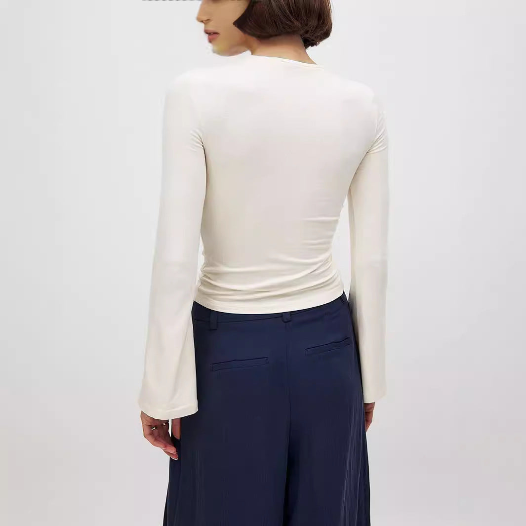 Damen Langarmshirt mit modernem Cut-Out und Knoten-Detail Sovae