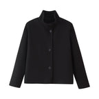 Damen modische Übergangsjacke mit elegantem Kragen und praktischen Knopfdetails Sovae