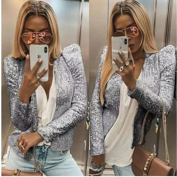 Damen glitzernde Strickjacke Sovae
