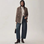 Damen Weit geschnittene High-Waist Jeans mit modischem Detail Sovae