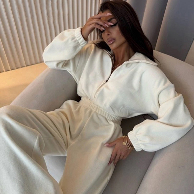 Damen Fleece-Jumpsuit mit Reißverschluss und elastischem Bund Sovae