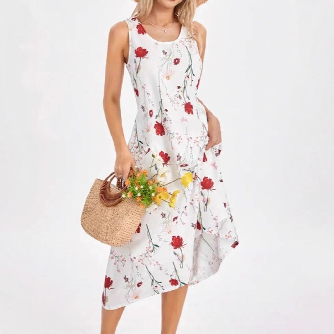 Damen Sommerkleid mit trendigem Leopardenmuster und praktischen Taschen Sovae