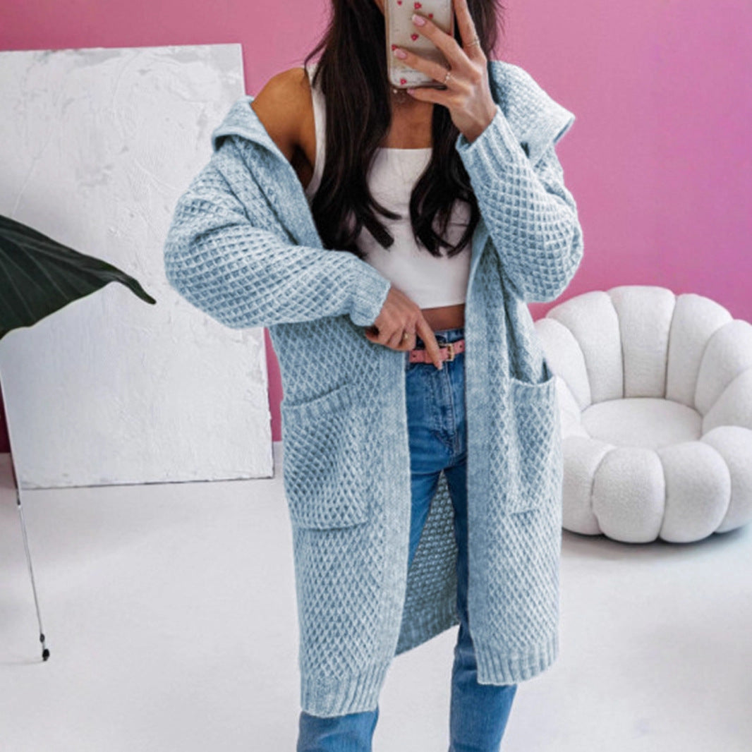 Damen Strickmantel mit luftiger Maschenstruktur und praktischen Taschen Sovae